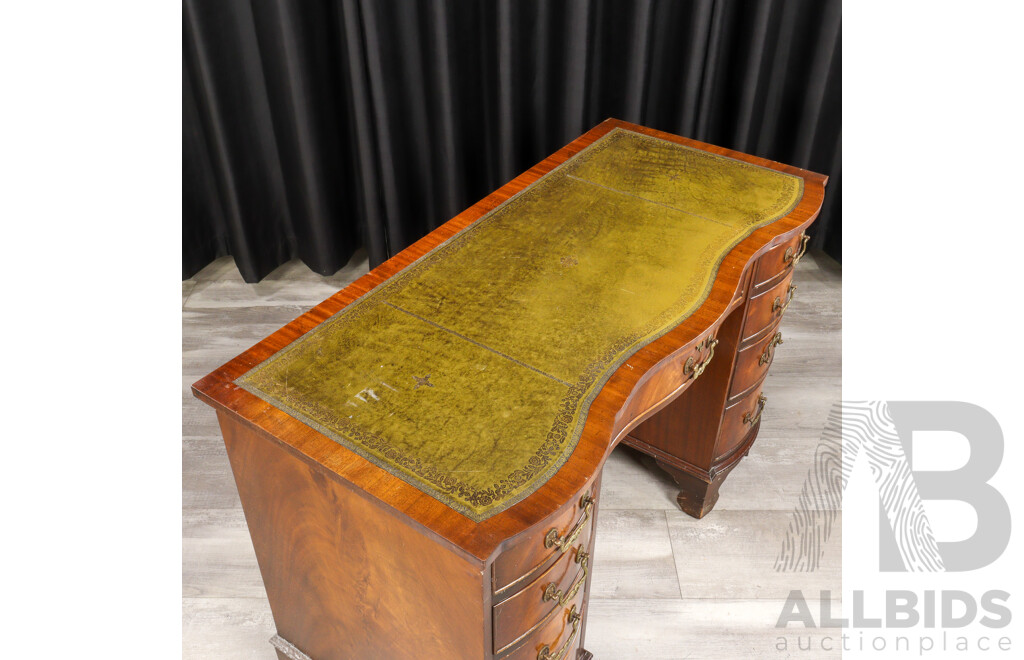 Victorian Flame Mahogany Twin Pedestal Ladies Desk