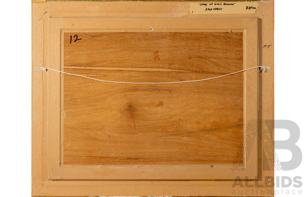 Dale Marsh, (20th Century, Australian, 1940), Study of Girls Reading (1989), Wonderful Original Oil on Canvas Board, 62 x 77 cm (frame)