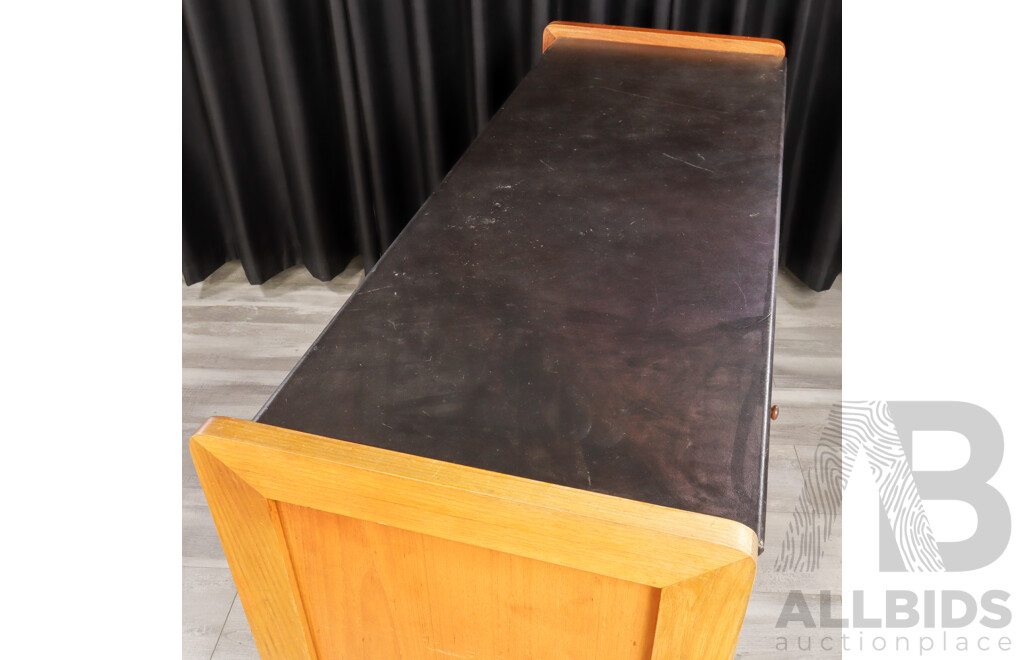 Vintage Teak Bar Unit with Leather Top