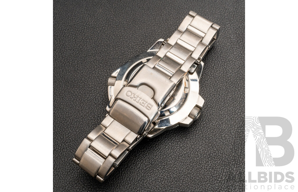 Seiko 5 Sports Automatic 23 Jewels Vintage Watch, 7S36-01E0 8N0107, Silver/black, Working