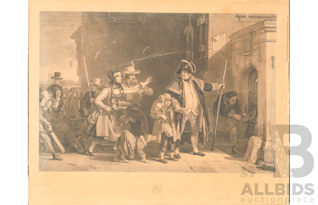 Sir David Wilkie, (18/19th Centuries, Scottish, 1785-1841) & J.C. Armytage (19th Century, British, 1802-1897), The Parish Beadle, Antique Steel Engraving Print, 50 x 62 cm