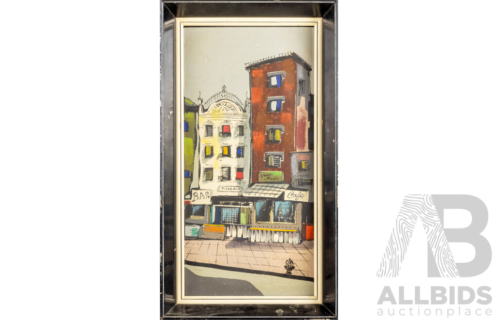 Otto Vorsung (?), (20th Century), Pizzeria, Greenwich Village NY, Vintage Watercolour and Ink, 56 x 31 cm (frame)