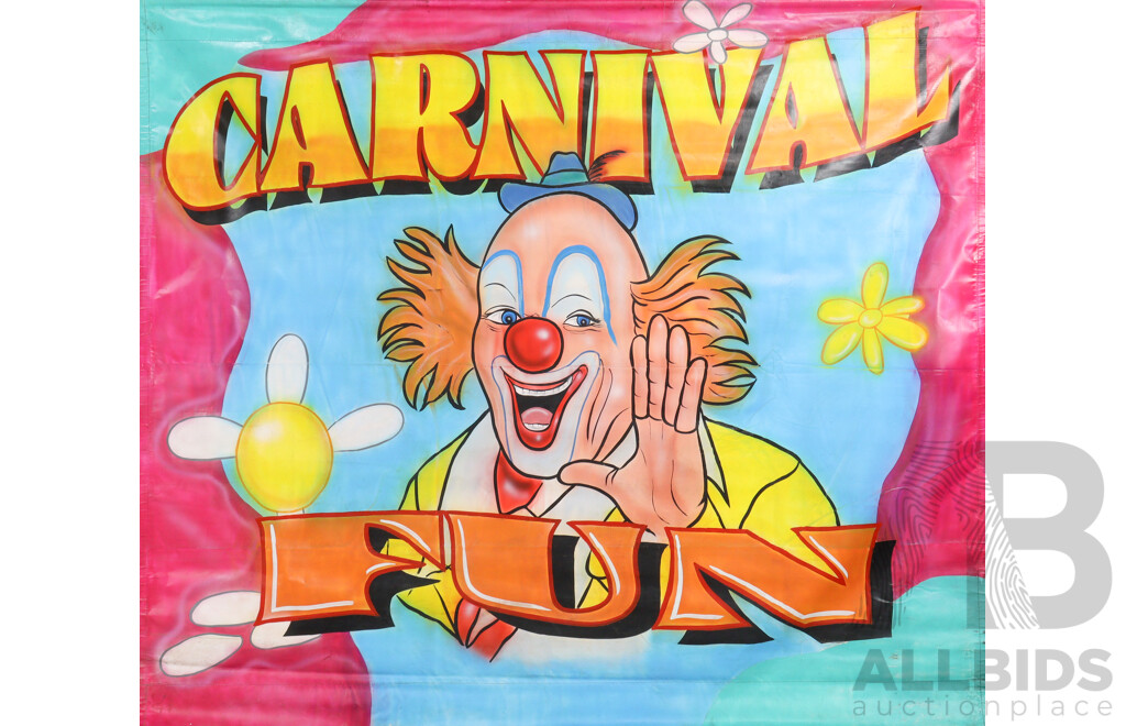 Vintage Hand Painted Carnival Sign on Canvas
