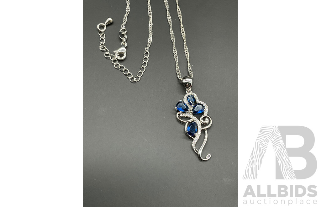 Blue Tone Necklace, Bracelet, Ring & Earring Set