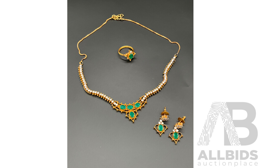 Floral Necklace, Ring & Earring Set