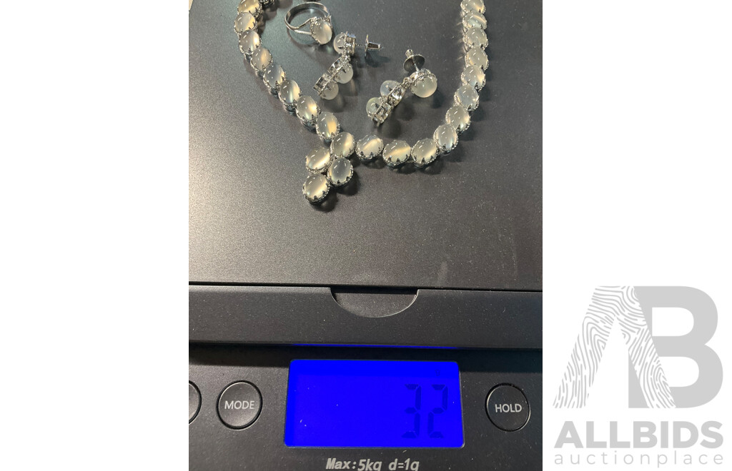 Moonstone Necklace, Ring & Earring Set