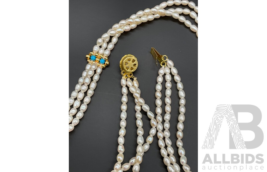 Freshwater Pearl Necklace, Bracelet & Earring Set