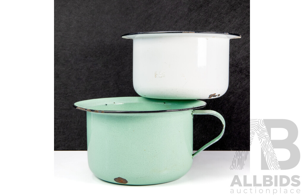 Pair of Vintage Enamel Bed Pans