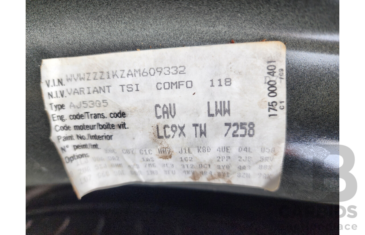 2/2010 Volkswagen Golf 118 TSI Comfortline 1K MY10 4d Wagon Black 1.4L