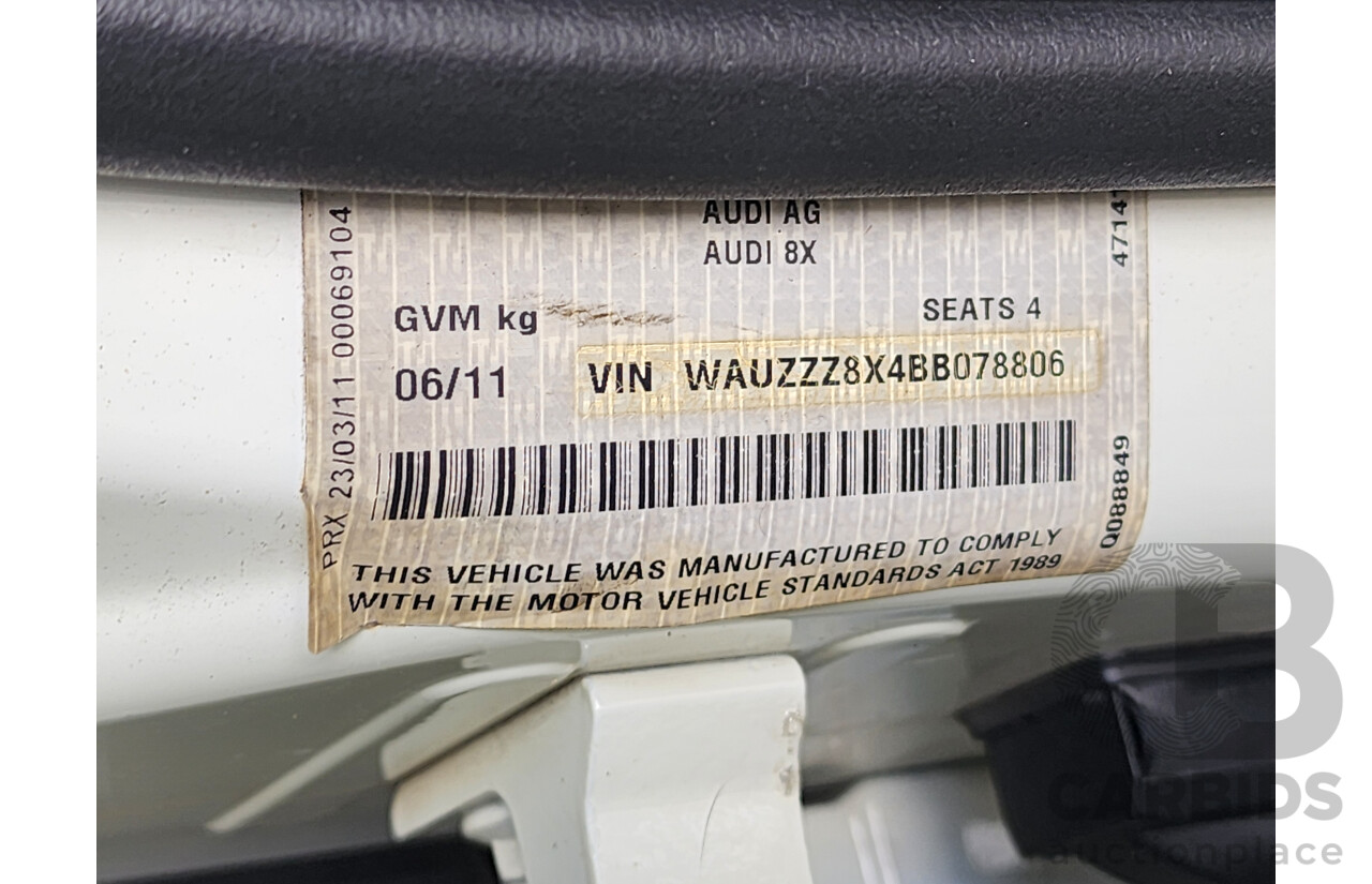 6/2011 Audi A1 1.4 TFSI Attraction 8X 3d Hatchback White 1.4L