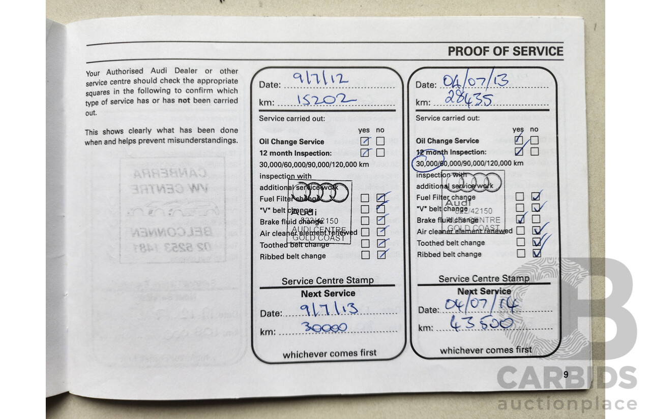 6/2011 Audi A1 1.4 TFSI Attraction 8X 3d Hatchback White 1.4L