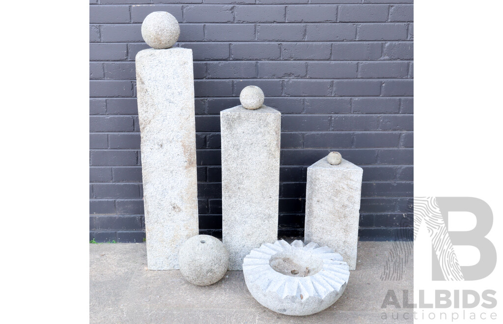 Modernist Eight Piece Modular Granite Water Feature
