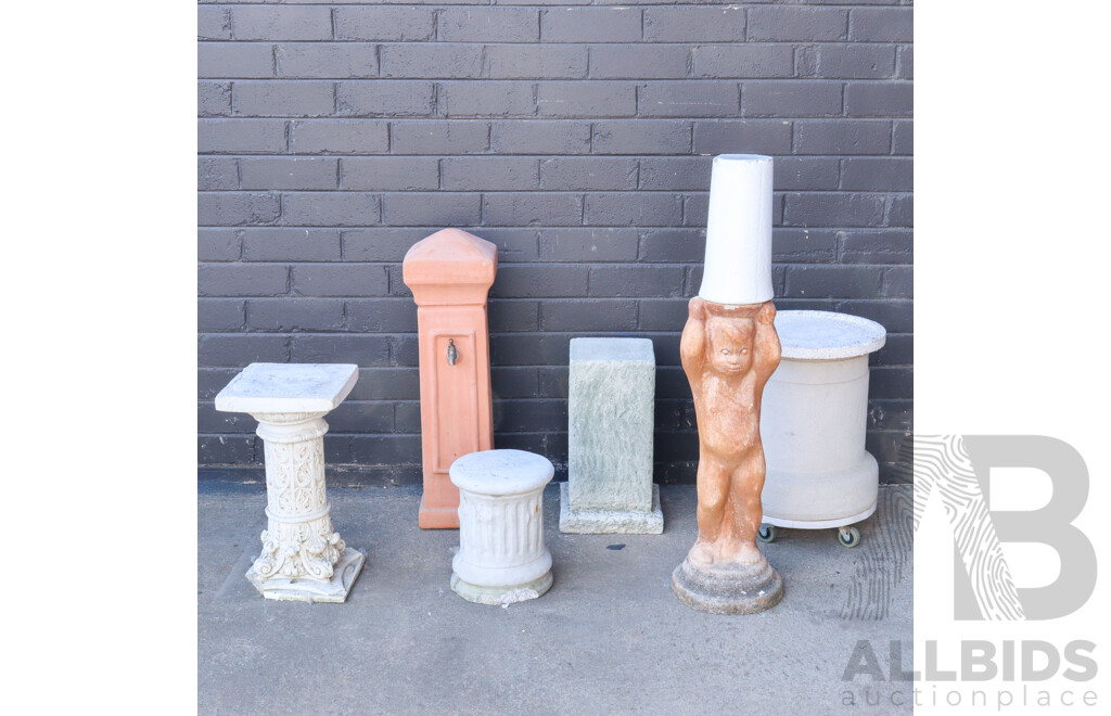 Large Collection of Concrete Garden Plinths and Statues