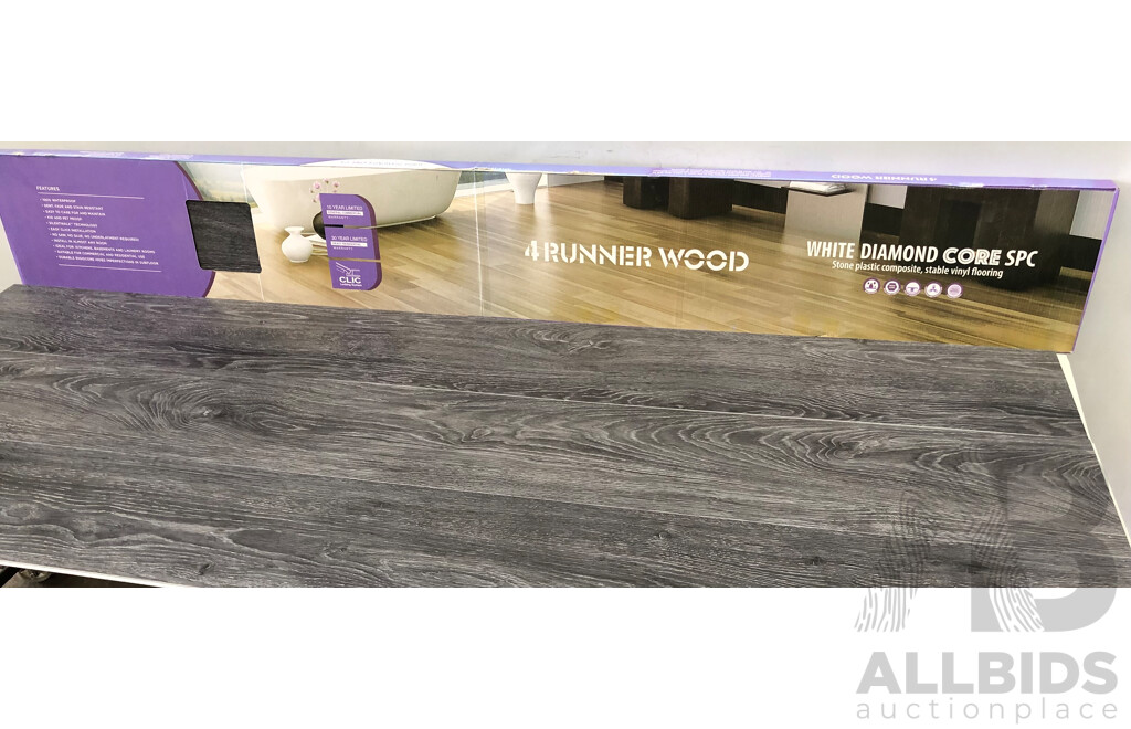 4Runner 7mm Hybrid Flooring - Antique Wood Finish - Dark Grey - 28.728 Square Meters - Brand New