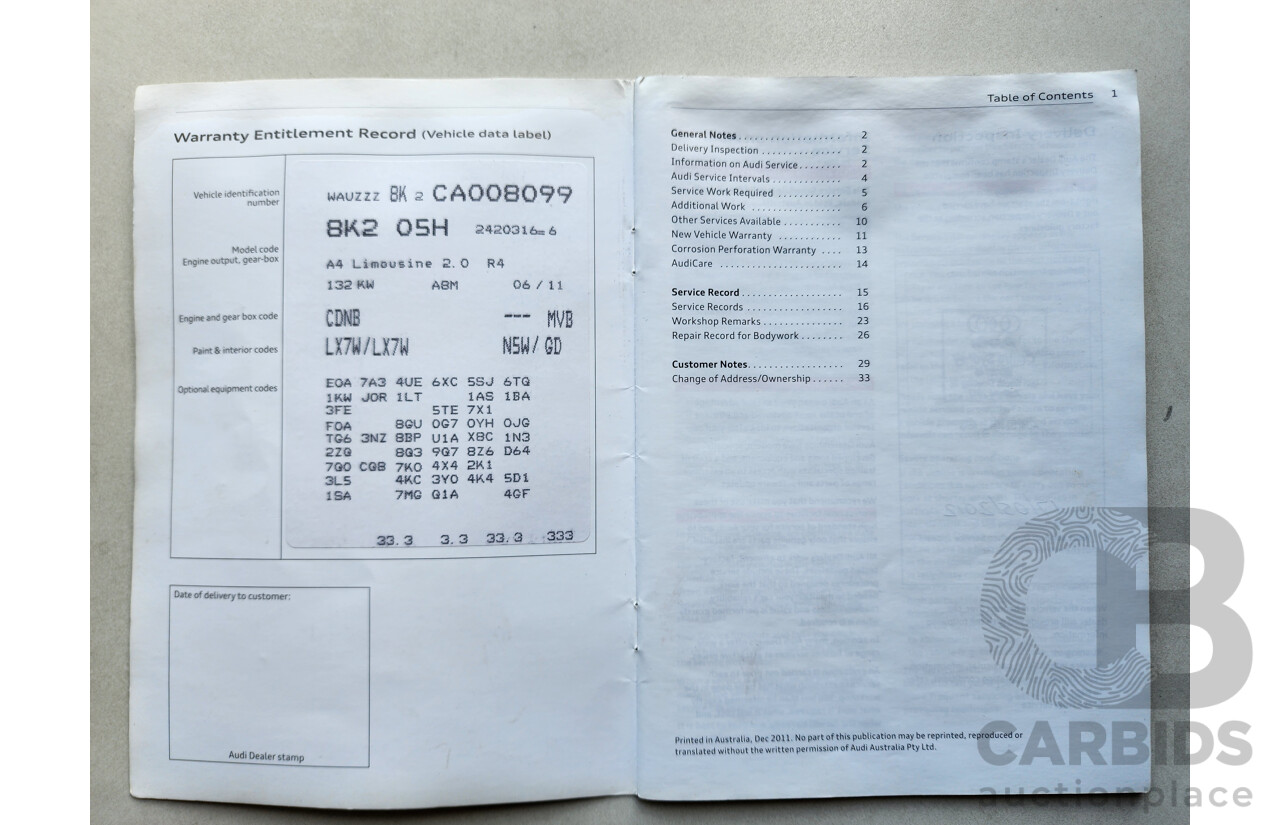 5/2012 Audi A4 2.0 TFSI B8 (8K) MY12 4d Sedan Silver 2.0L