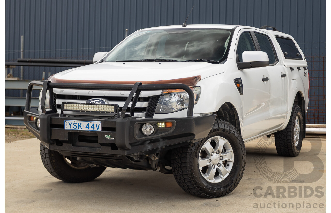 6/2013 Ford Ranger XLS (4x4) PX Dual Cab Utility White Turbo Diesel 3.2L