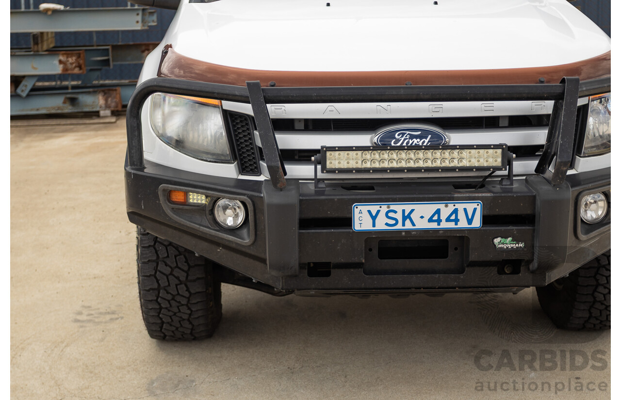 6/2013 Ford Ranger XLS (4x4) PX Dual Cab Utility White Turbo Diesel 3.2L