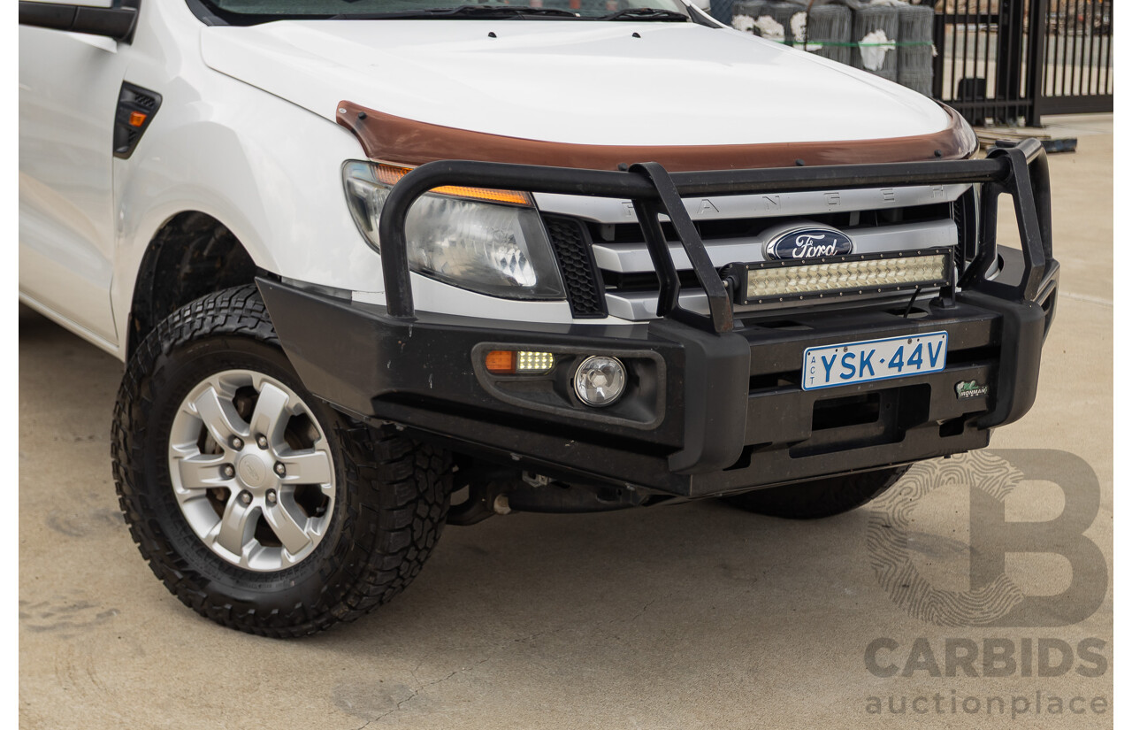6/2013 Ford Ranger XLS (4x4) PX Dual Cab Utility White Turbo Diesel 3.2L
