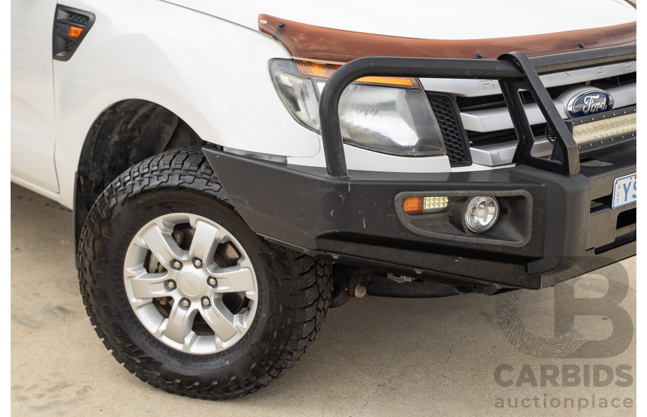 6/2013 Ford Ranger XLS (4x4) PX Dual Cab Utility White Turbo Diesel 3.2L