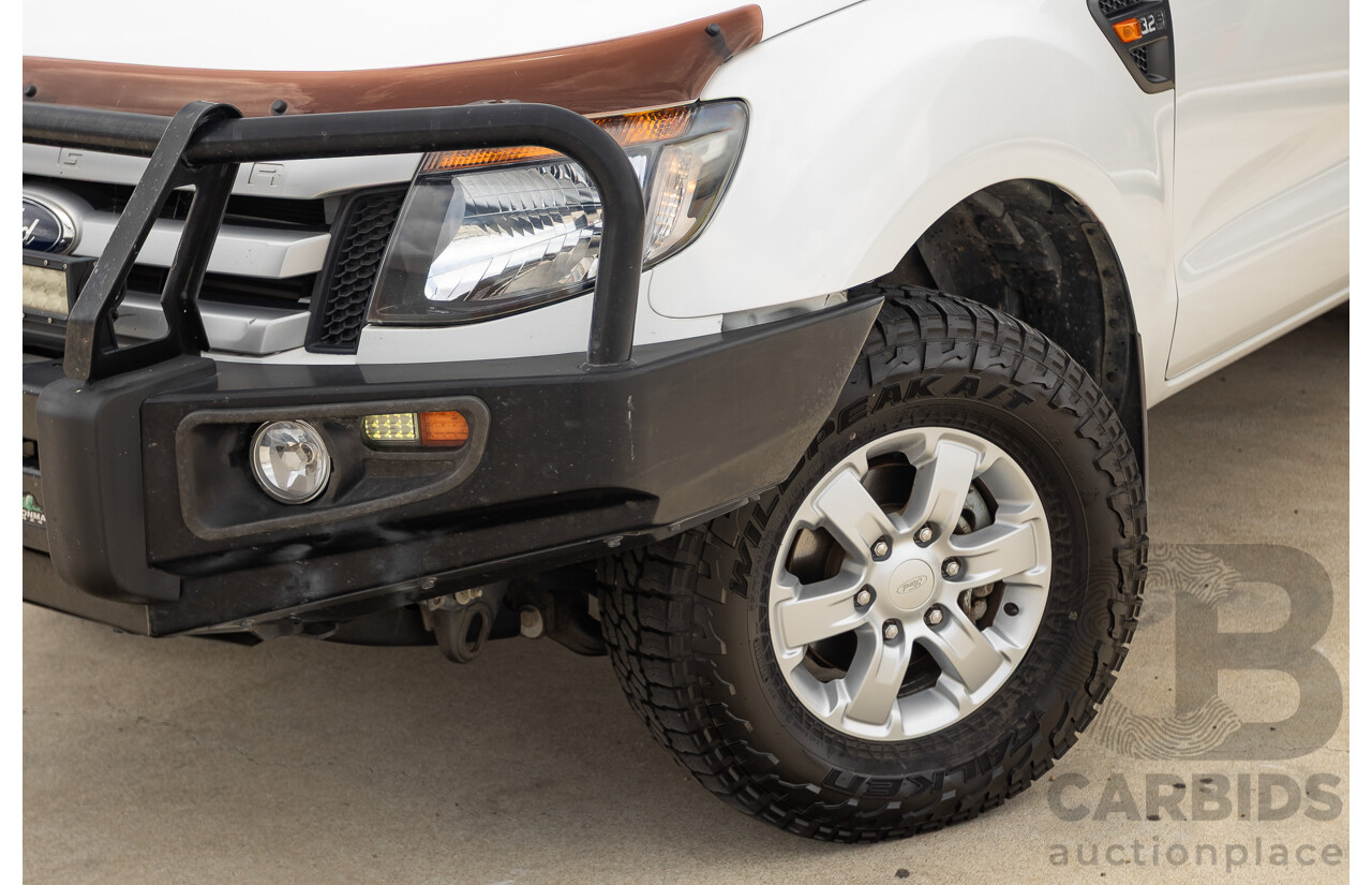 6/2013 Ford Ranger XLS (4x4) PX Dual Cab Utility White Turbo Diesel 3.2L