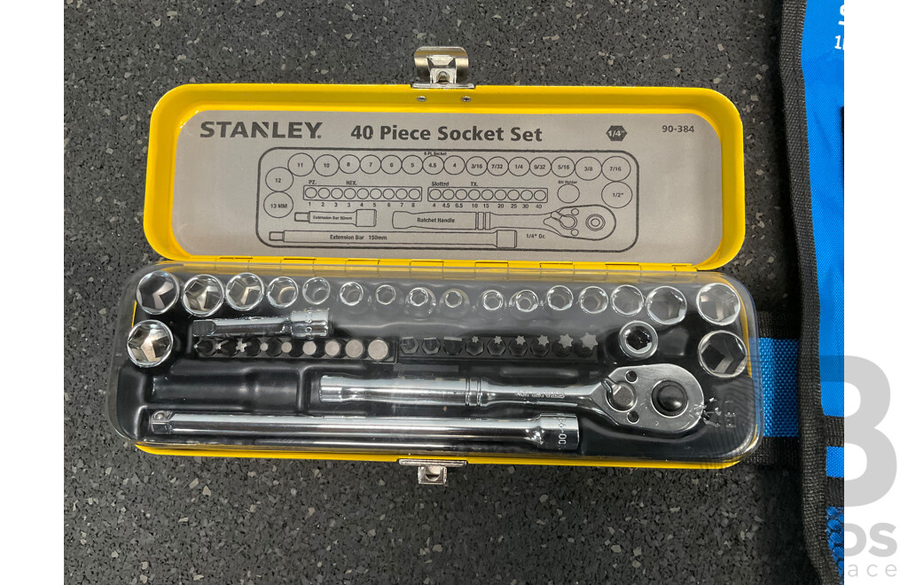 STANLEY 40 Piece Socket Set and KINCROME Stubby Combination Spanner Set - Lot of 2