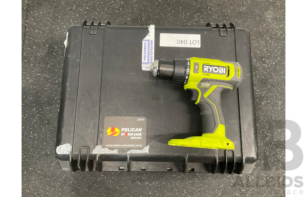 RYOBI 18V ONE+ Hammer Drill (RPD18) Skin Only and PELICAN Storm Case (IM2450) No Foam - Lot of 2