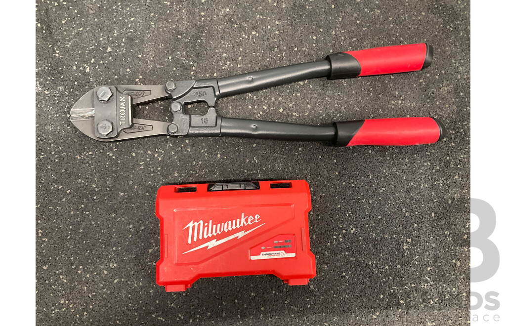 MILWAUKEE Impact Driver Bit Set and TROJAN Bolt Cutter - Lot of 2