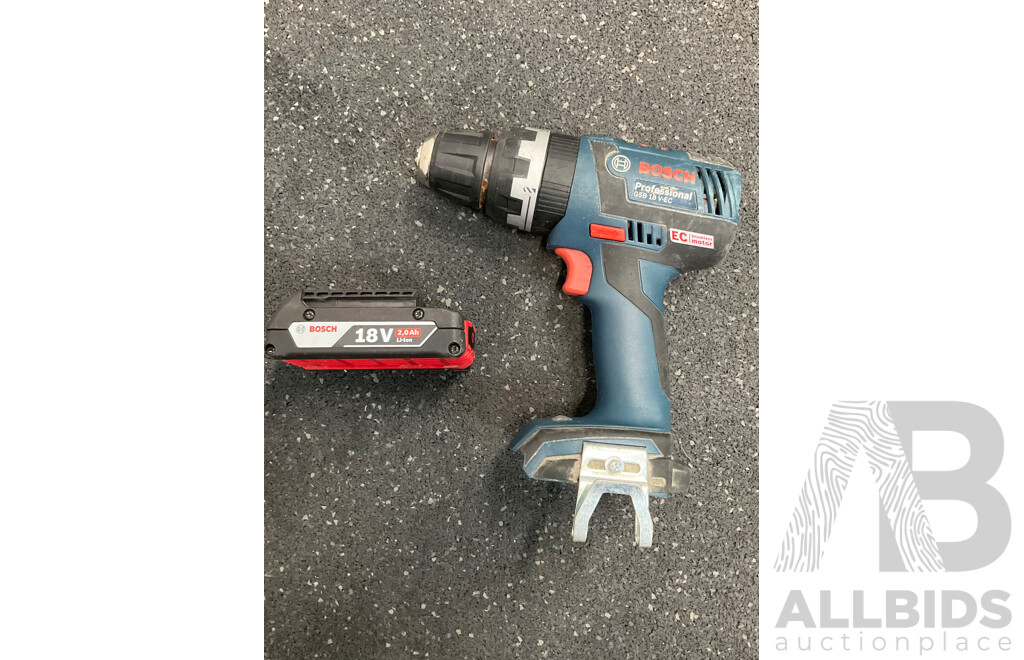 BOSH Professional GSB 18V-EC Cordless Combi Drill and 2.0Ah Battery - Lot of 2