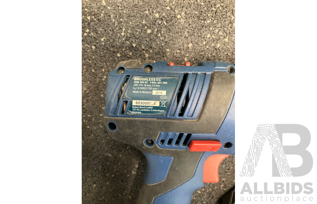 BOSH Professional GSB 18V-EC Cordless Combi Drill and 2.0Ah Battery - Lot of 2