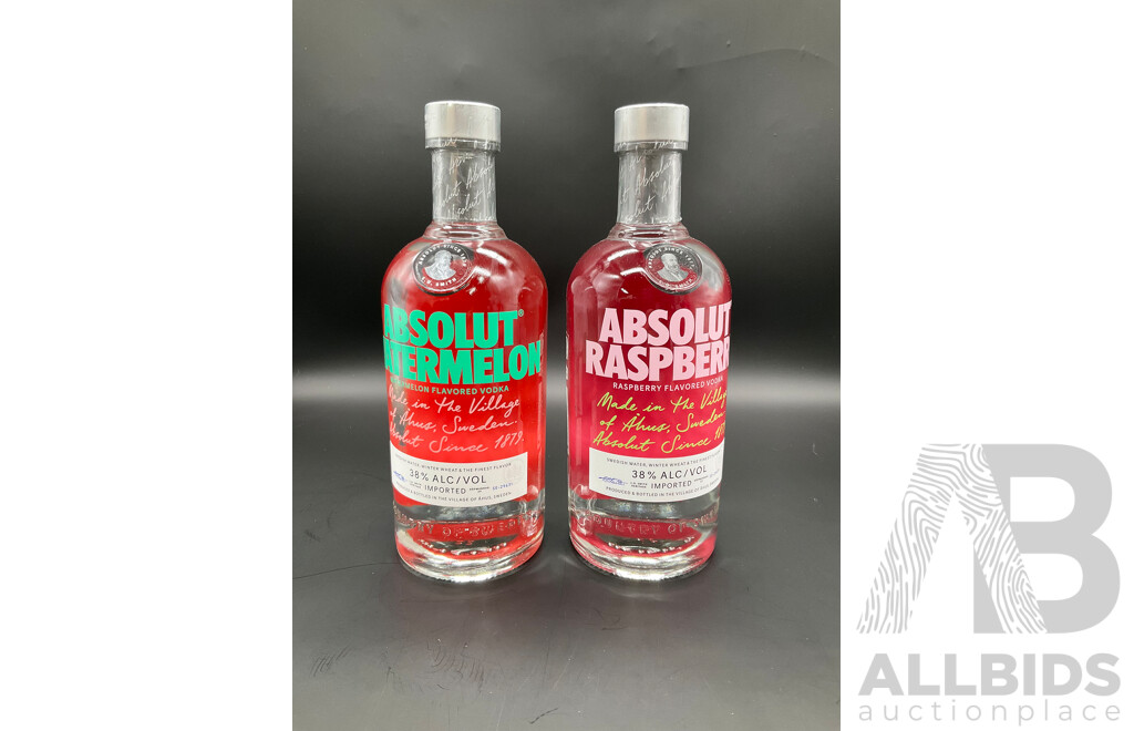 ABSOLUT Watermelon and Raspberry Vodka 700ml - Lot of 2