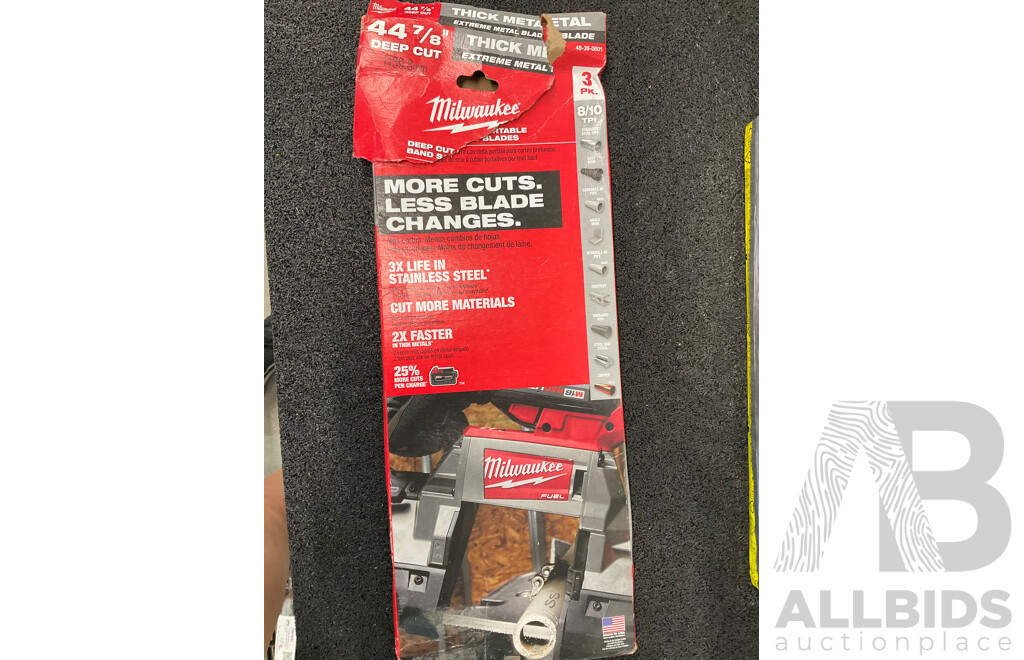 Assorted Electrical Accessories and MILWAUKEE Metal Deep Cut Band Saw Blades - Lot of 4