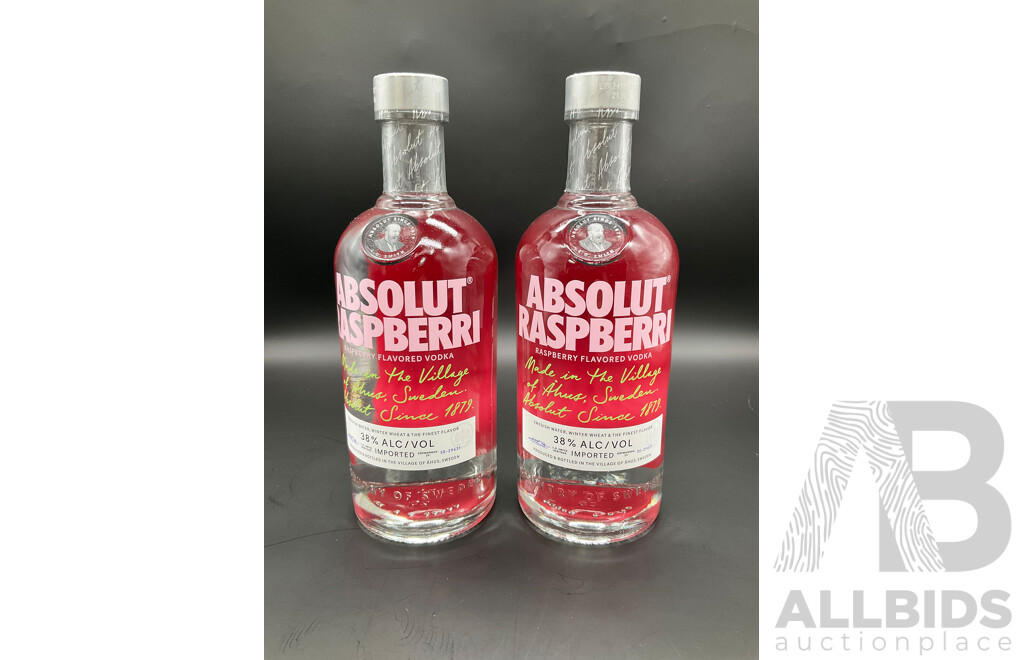 ABSOLUT Raspberry Vodka 700ml - Lot of 2
