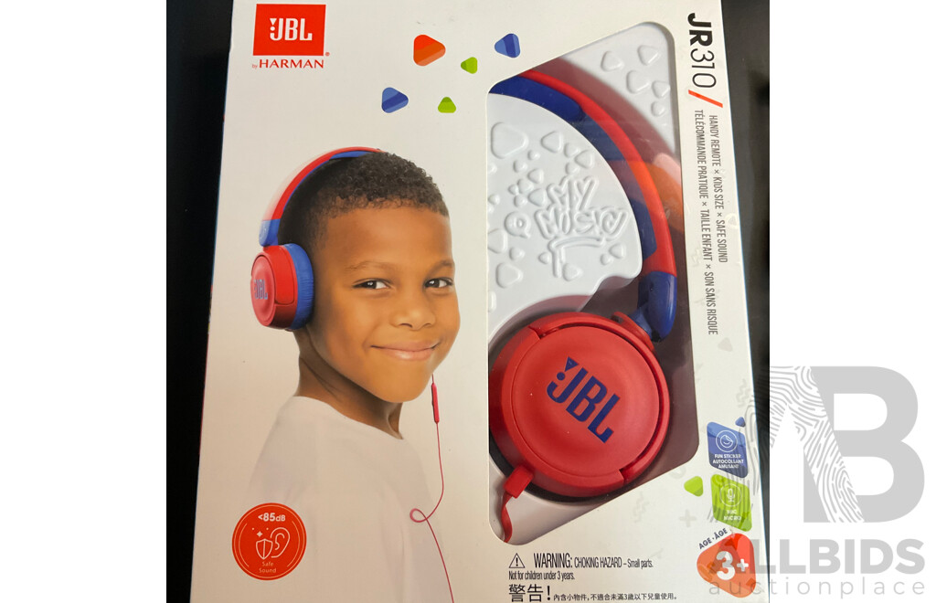 JBL JR310 Headset & Super Mario Money Box & a Pack of Small Figure Parts