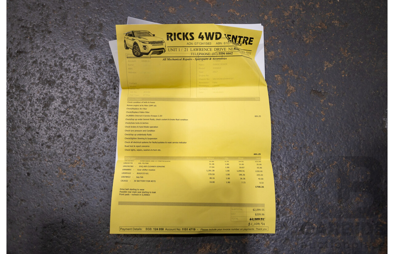 06/2014 Range Rover Evoque SD4 PURE (AWD) LV MY14 5D Wagon Santorini Black Turbo Diesel 2.2L