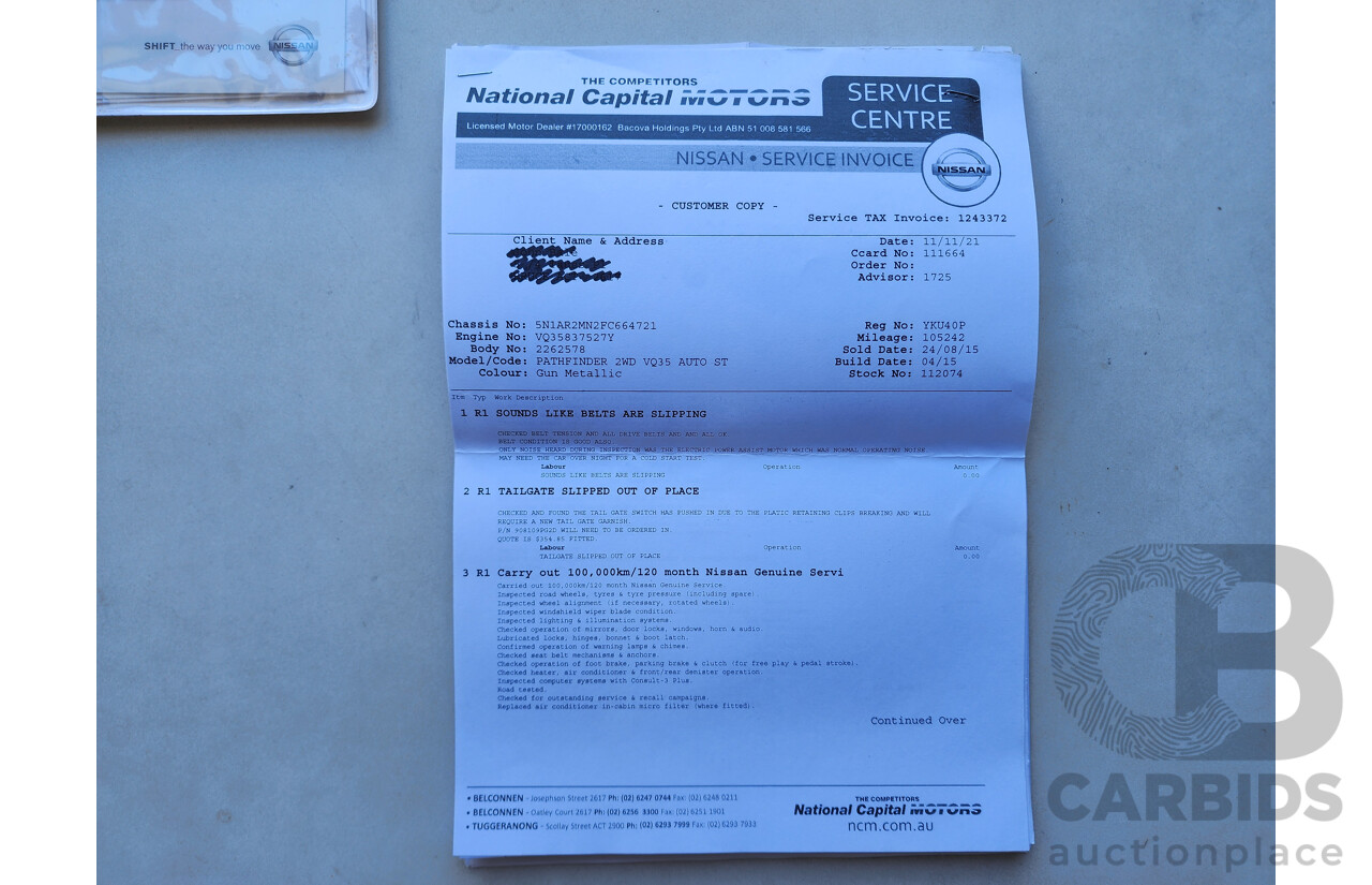 6/2015 Nissan Pathfinder ST (4x2) R52 MY15 4d Wagon Grey 3.5L