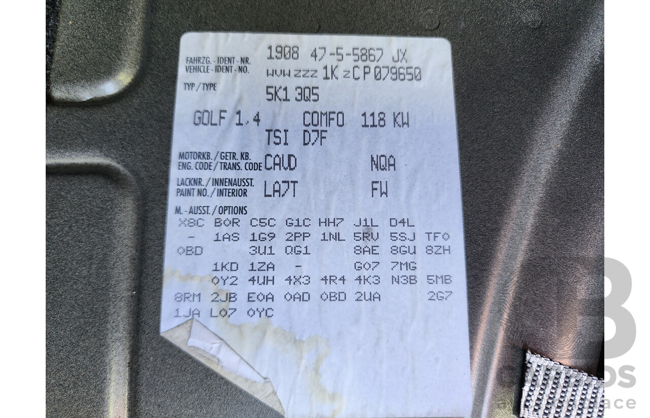 1/2012 Volkswagen Golf 118 TSI Comfortline 1K MY12 5d Hatchback Grey 1.4L