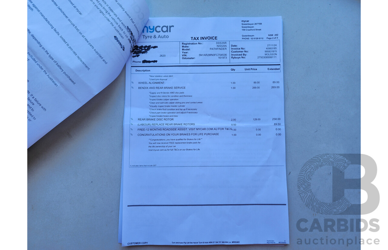 11/2015 Nissan Pathfinder ST (4x2) R52 MY15 4d Wagon Brown 3.5L