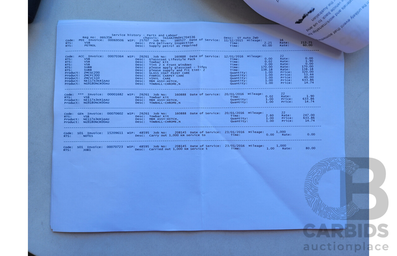 11/2015 Nissan Pathfinder ST (4x2) R52 MY15 4d Wagon Brown 3.5L