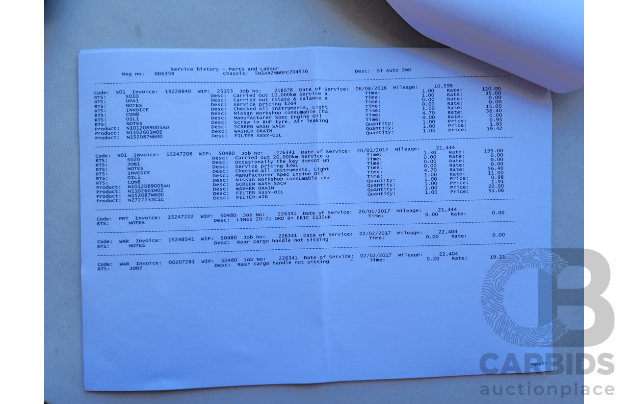 11/2015 Nissan Pathfinder ST (4x2) R52 MY15 4d Wagon Brown 3.5L