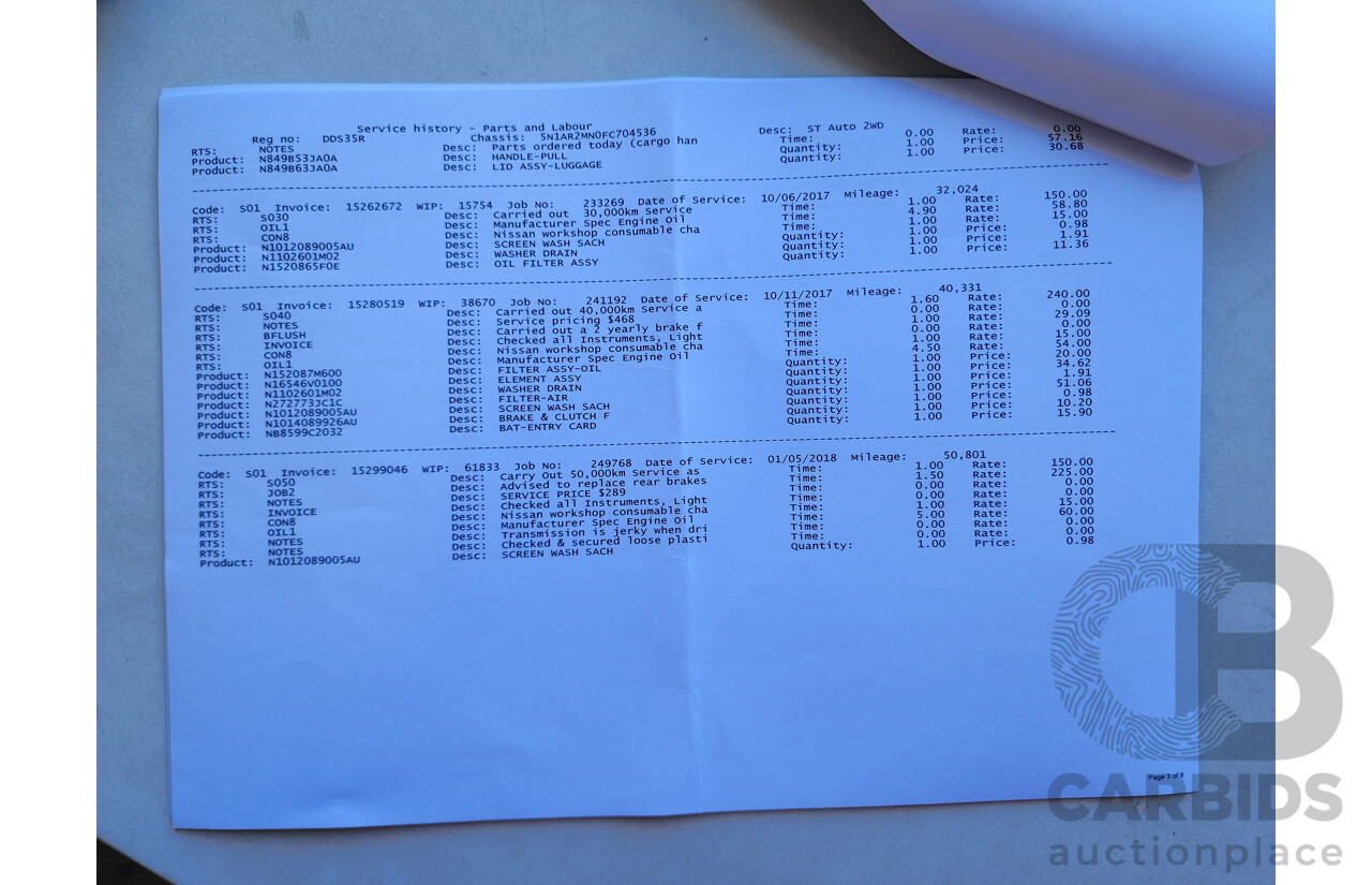 11/2015 Nissan Pathfinder ST (4x2) R52 MY15 4d Wagon Brown 3.5L