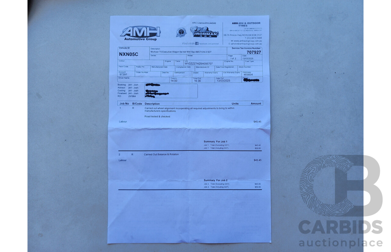 5/2006 Volkswagen Multivan Comfortline 4MTN T5 4d Van Grey 2.5L