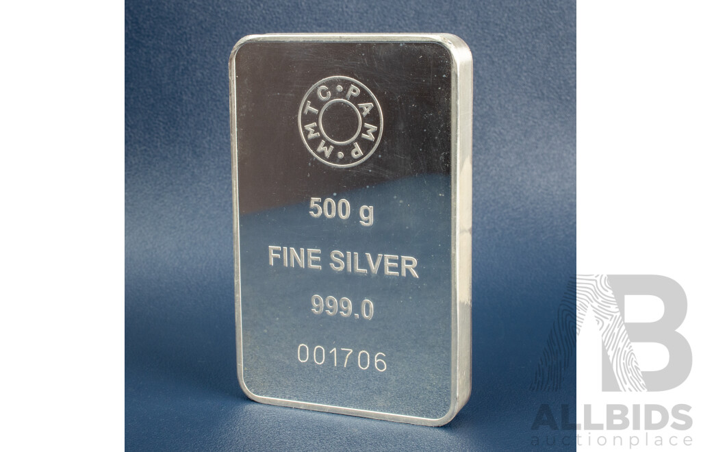 Australian Bullion Co Silver Bullion Bar, 500 Grams .999