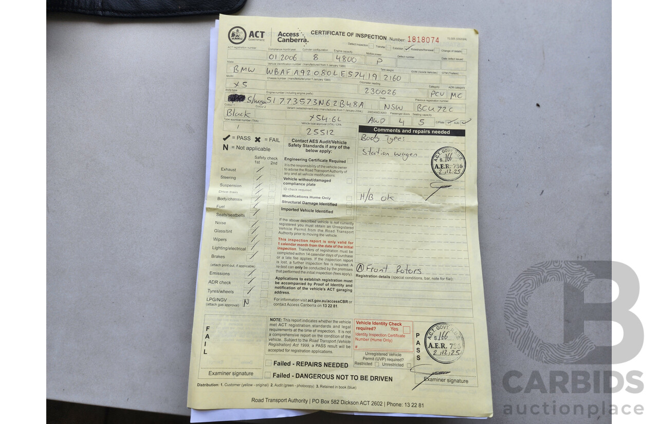 1/2006 Bmw X5 4.8is E53 4d Wagon Black 4.8L