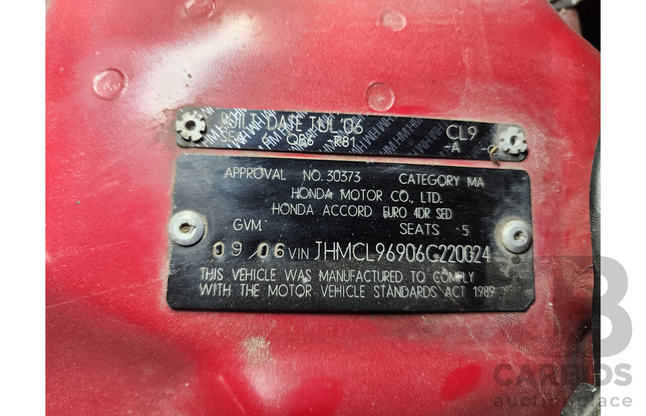 9/2006 Honda Accord EURO Luxury MY06 UPGRADE 4d Sedan Red 2.4L