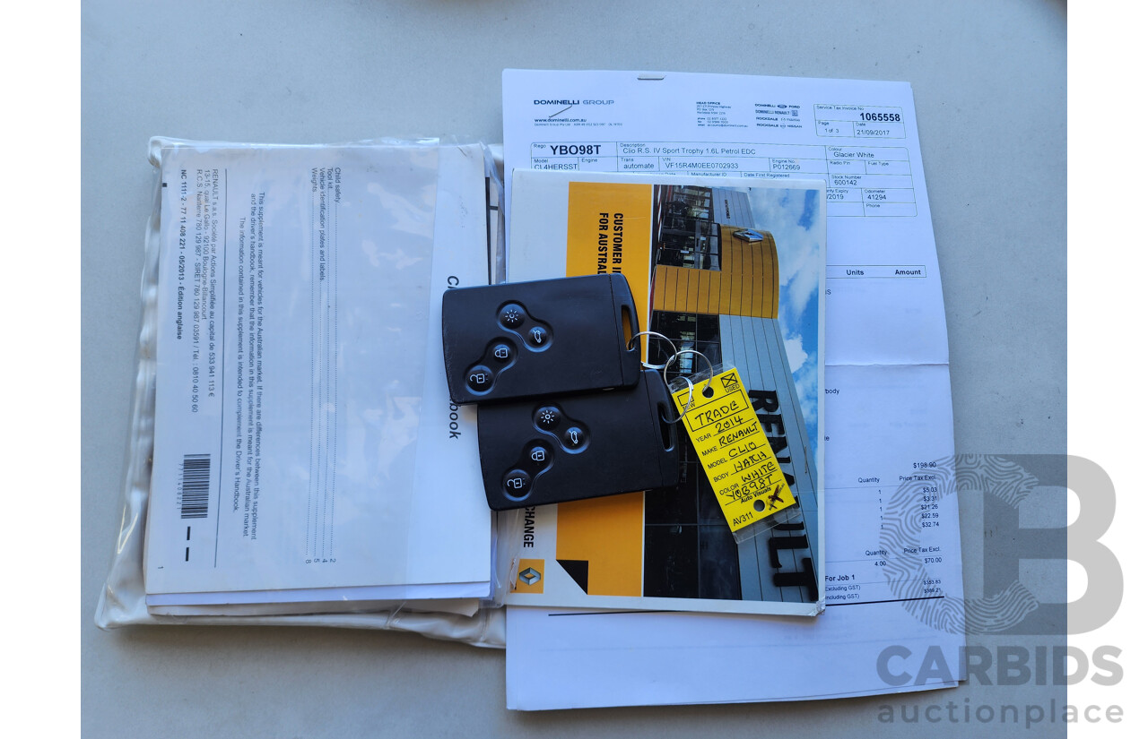 6/2014 Renault Clio RS 200 Sport Trophy X98 5d Hatchback White 1.6L