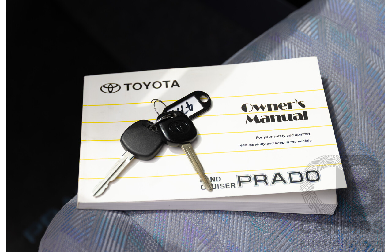 10/2000 Toyota Landcruiser Prado GXL (4x4) KZJ95R 4d Wagon Black Onyx Turbo Diesel 3.0L