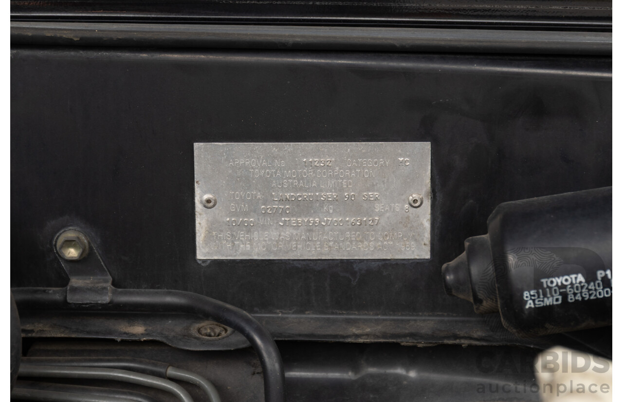 10/2000 Toyota Landcruiser Prado GXL (4x4) KZJ95R 4d Wagon Black Onyx Turbo Diesel 3.0L