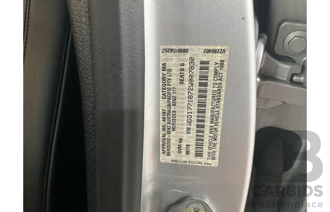 05/2019 Mercedes-Benz A200 (FWD) 177 MY19.5 4d Sedan Iridium Silver Metallic Turbo 1.3L