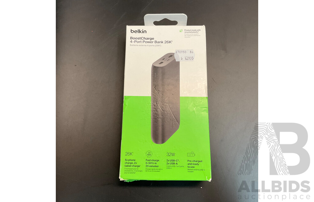 BELKIN Boostcharge 32W 4-Port Power Bank 26K