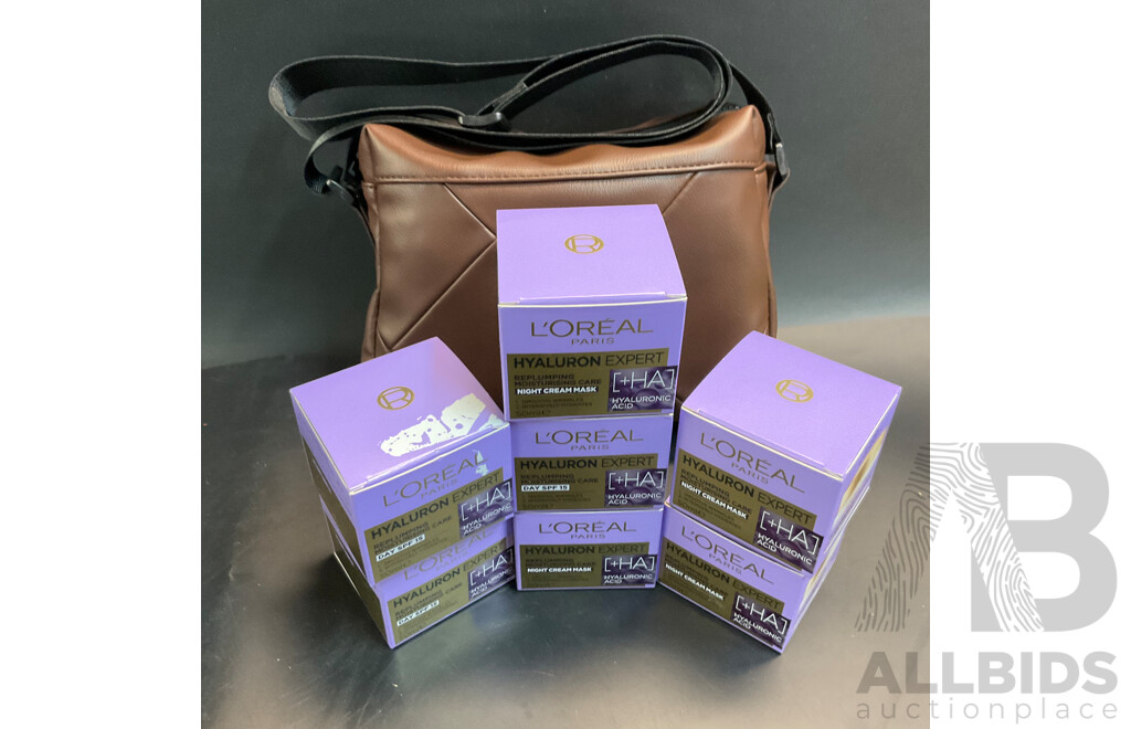 L'OReal Hyaluron Expert Cream X7 with Brown Cross Body Bag X1